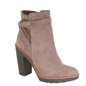 Kate Spade Gray Taupe Suede Buckle Strap Ankle Boot Size 7